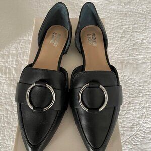 Bleecker & Bond ‘Gloria’ Pointed Toe Leather Flat Black S:6.5 RUNS LARGE